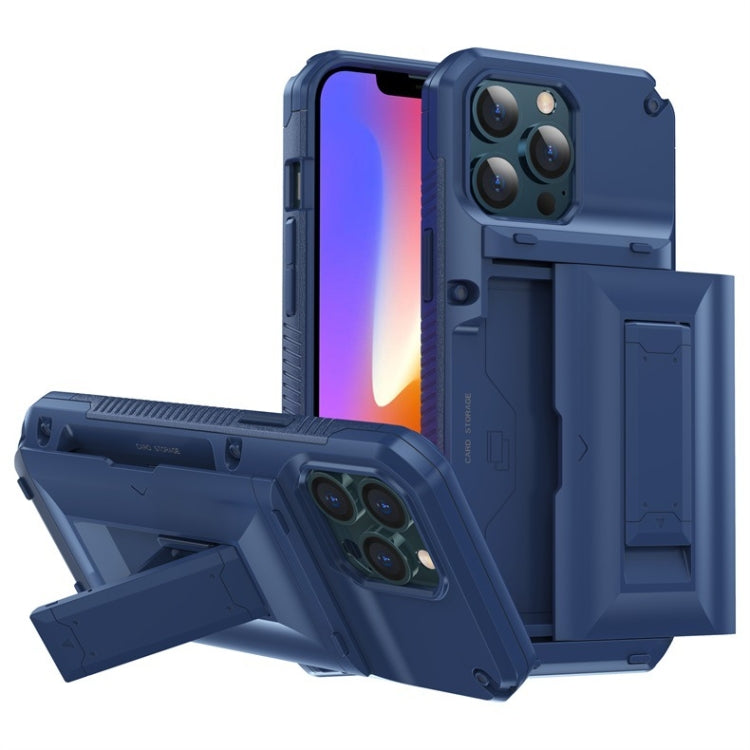 For iPhone 13 TPU + PC Shockproof Protective Case with Holder & Card Slot