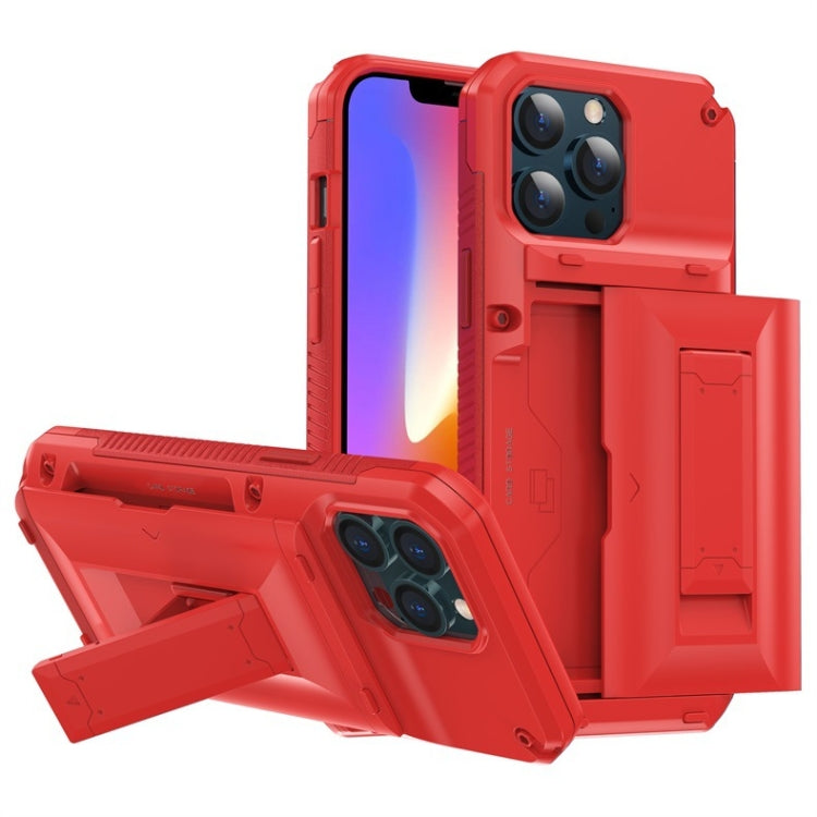 For iPhone 13 mini TPU + PC Shockproof Protective Case with Holder & Card Slot