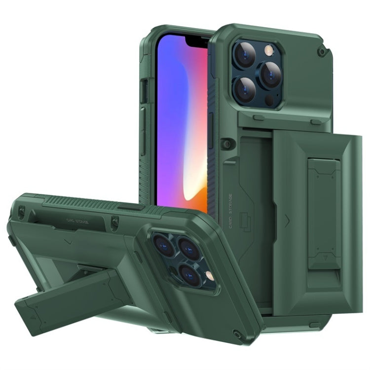For iPhone 13 mini TPU + PC Shockproof Protective Case with Holder & Card Slot