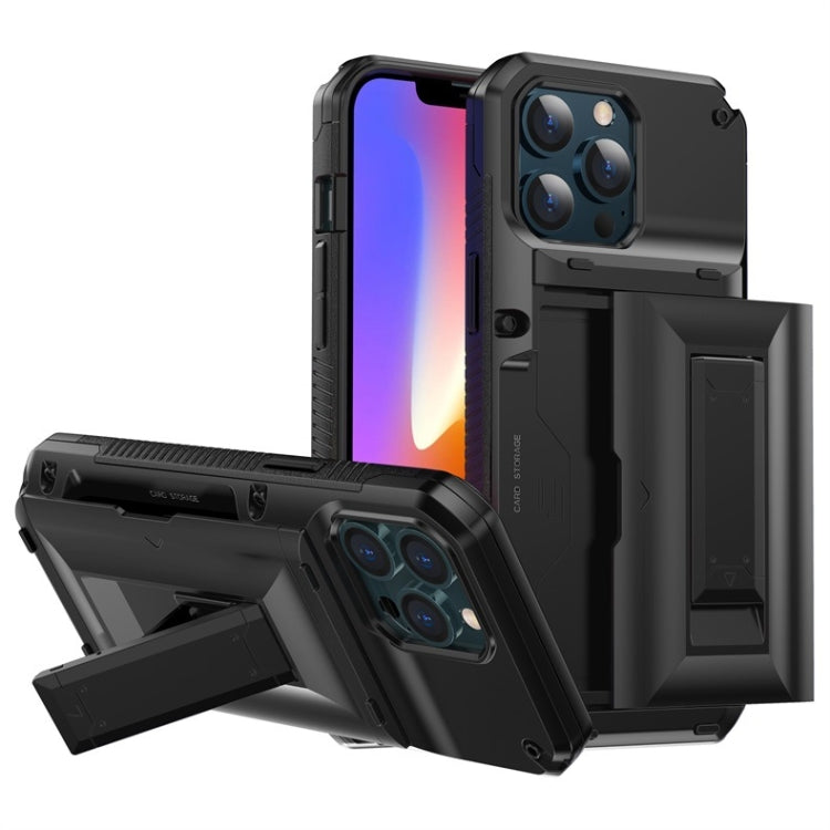 For iPhone 13 mini TPU + PC Shockproof Protective Case with Holder & Card Slot