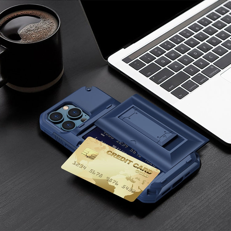 For iPhone 13 mini TPU + PC Shockproof Protective Case with Holder & Card Slot