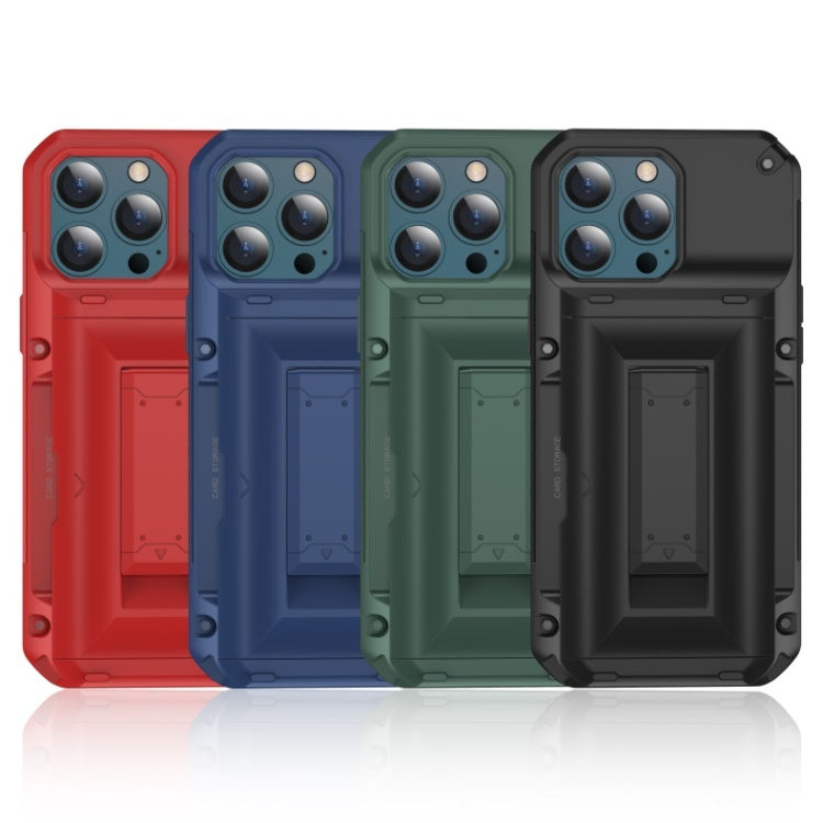 For iPhone 12 / 12 Pro TPU + PC Shockproof Protective Case with Holder & Card Slot