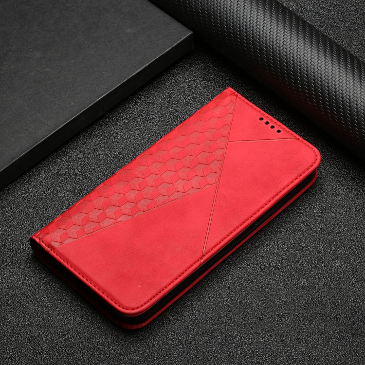 For iPhone 12 Pro Max Diamond Pattern Splicing Skin Feel Magnetic Horizontal Flip Leather Case with Card Slots & Holder & Wallet