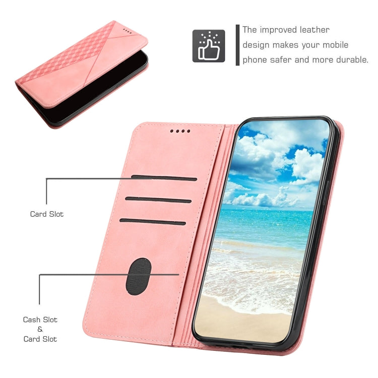 For iPhone 12 Pro Max Diamond Pattern Splicing Skin Feel Magnetic Horizontal Flip Leather Case with Card Slots & Holder & Wallet