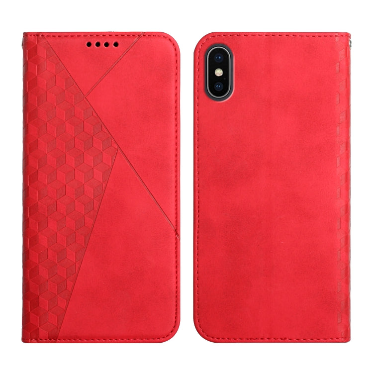 For iPhone XR Diamond Pattern Splicing Skin Feel Magnetic Horizontal Flip Leather Case with Card Slots & Holder & Wallet