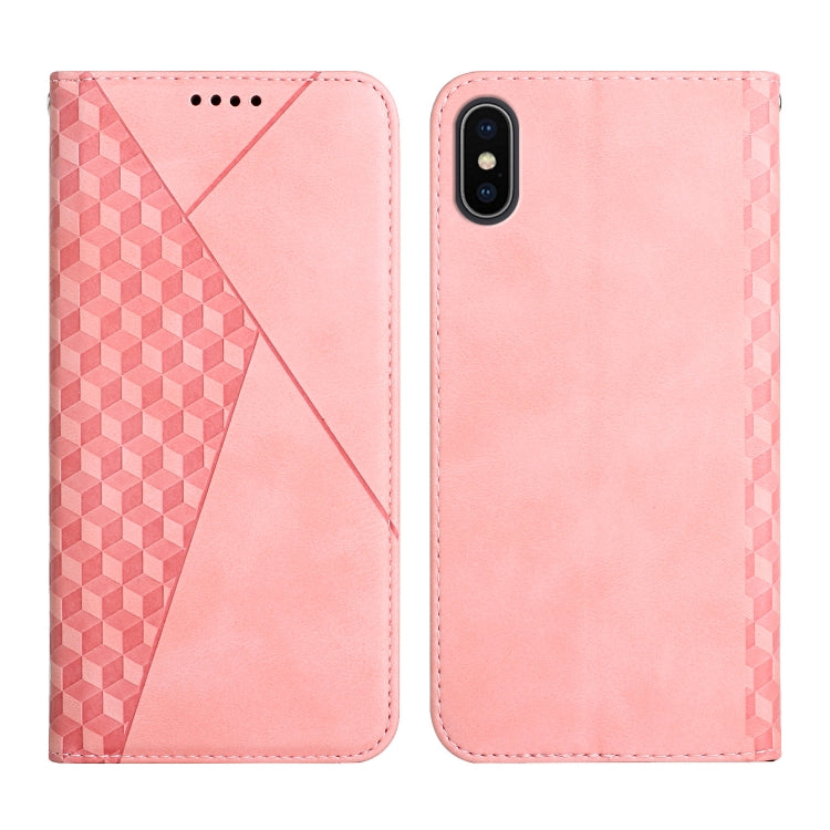 For iPhone XS Max Diamond Pattern Splicing Skin Feel Magnetic Horizontal Flip Leather Case with Card Slots & Holder & Wallet