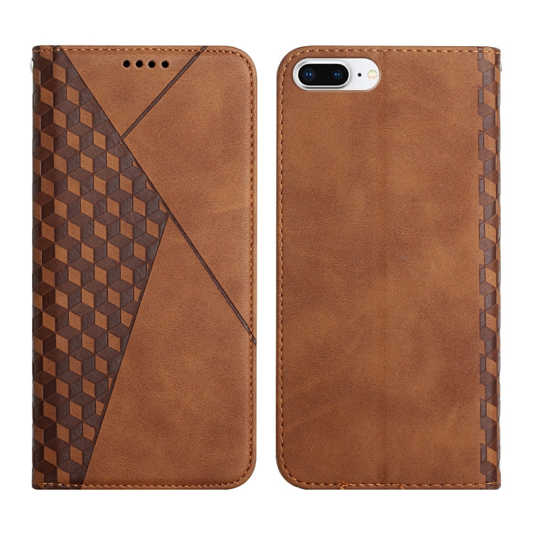 For iPhone 12 Pro Max Diamond Pattern Splicing Skin Feel Magnetic Horizontal Flip Leather Case with Card Slots & Holder & Wallet For iPhone 7 Plus / 8 Plus