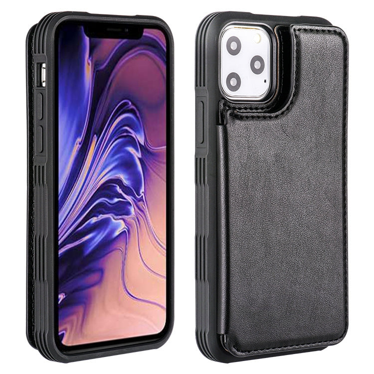 For iPhone 13 mini PU + TPU Shockproof Protective Case with Card Slot & Wallet