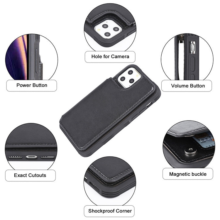 For iPhone 13 mini PU + TPU Shockproof Protective Case with Card Slot & Wallet