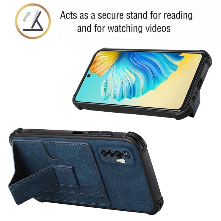For Tecno Camon 17P Dream PU + TPU Four-corner Shockproof Back Cover Case with Card Slots & Holder