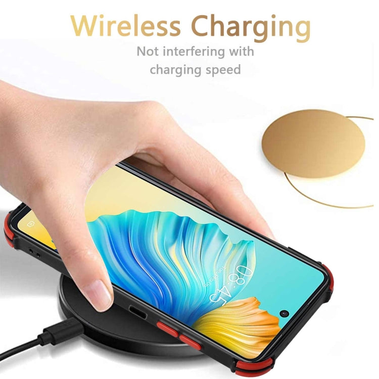 For Tecno Camon 17P Dream PU + TPU Four-corner Shockproof Back Cover Case with Card Slots & Holder