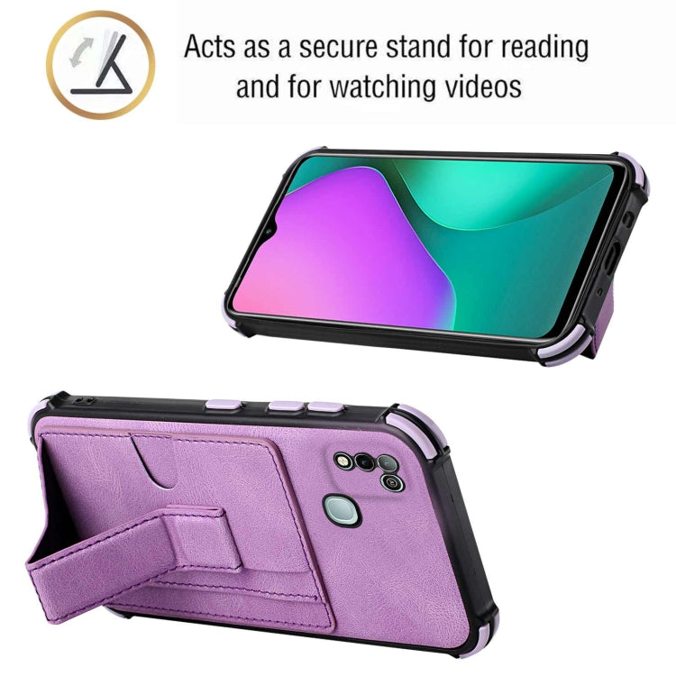 For Infinix Hot 10 Play /  Smart 5 India Dream PU + TPU Four-corner Shockproof Back Cover Case with Card Slots & Holder
