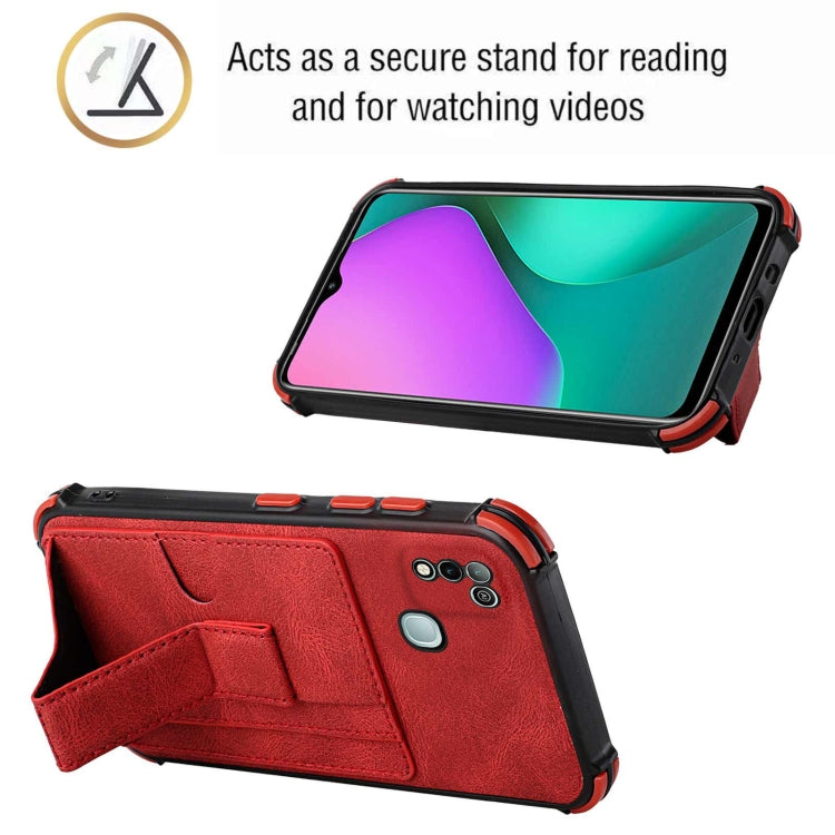 For Infinix Hot 10 Play /  Smart 5 India Dream PU + TPU Four-corner Shockproof Back Cover Case with Card Slots & Holder