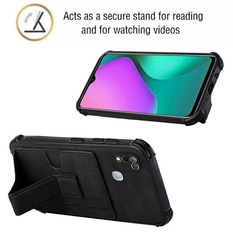 For Infinix Hot 10 Play /  Smart 5 India Dream PU + TPU Four-corner Shockproof Back Cover Case with Card Slots & Holder