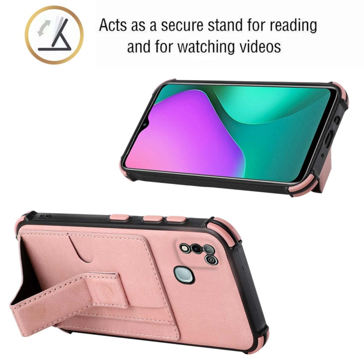 For Infinix Hot 10 Play /  Smart 5 India Dream PU + TPU Four-corner Shockproof Back Cover Case with Card Slots & Holder