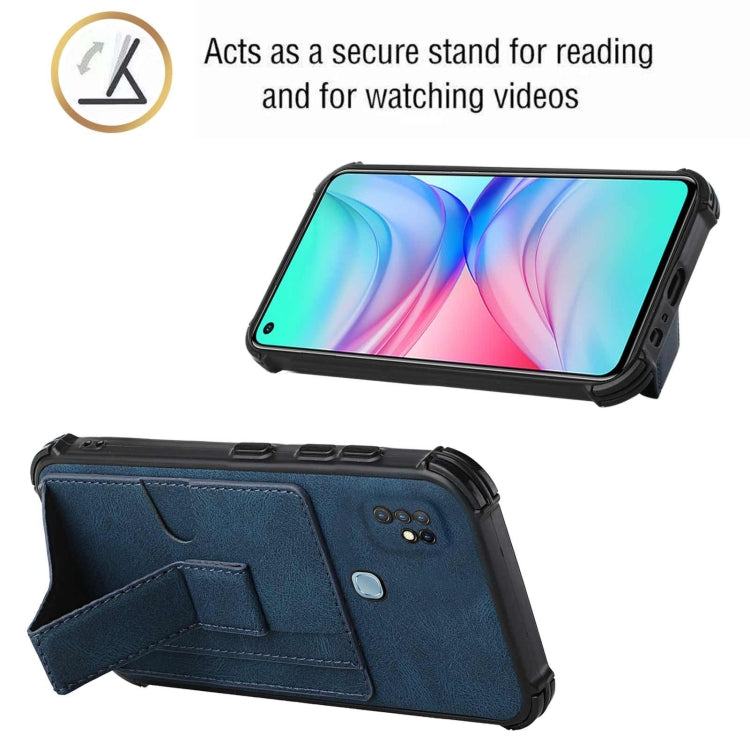 For Infinix Hot 10 Dream PU + TPU Four-corner Shockproof Back Cover Case with Card Slots & Holder