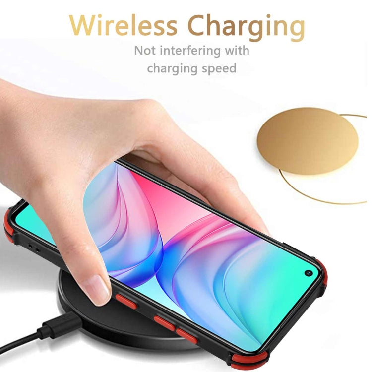 For Infinix Hot 10 Dream PU + TPU Four-corner Shockproof Back Cover Case with Card Slots & Holder