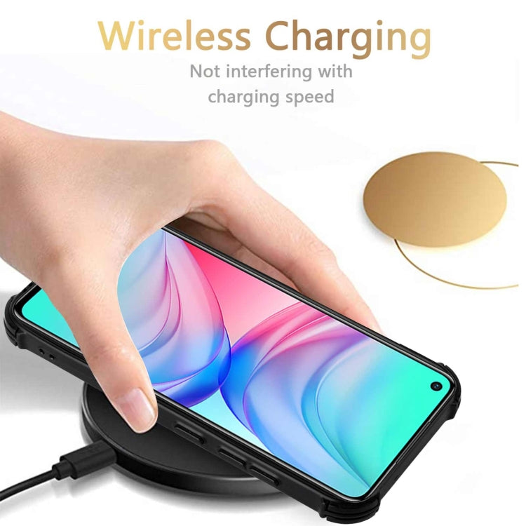 For Infinix Hot 10 Dream PU + TPU Four-corner Shockproof Back Cover Case with Card Slots & Holder