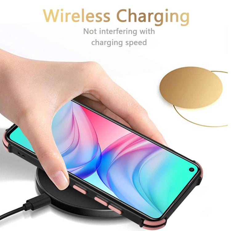 For Infinix Hot 10 Dream PU + TPU Four-corner Shockproof Back Cover Case with Card Slots & Holder
