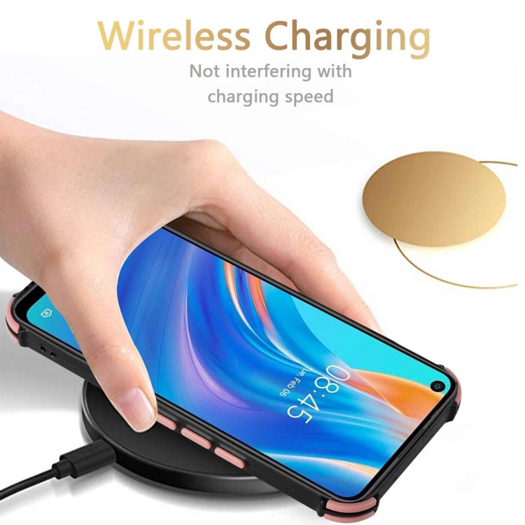 For Tecno Spark 7 Pro Dream PU + TPU Four-corner Shockproof Back Cover Case with Card Slots & Holder