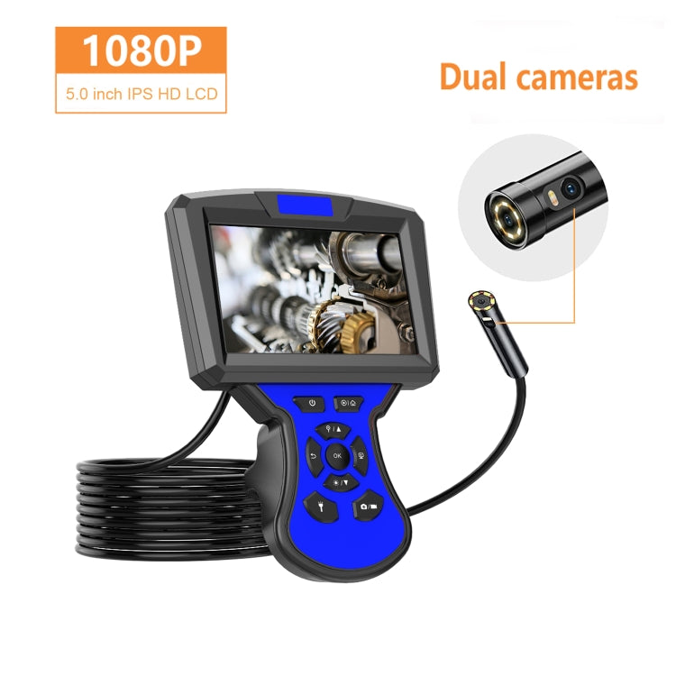 M50 1080P 5.5mm Dual Lens HD Industrial Digital Endoscope with 5.0 inch IPS Screen, Cable Length:5m Hard Cable