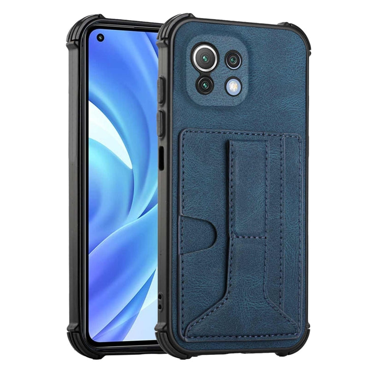 For Xiaomi Mi 11 Lite Dream PU + TPU Four-corner Shockproof Back Cover Case with Card Slots & Holder