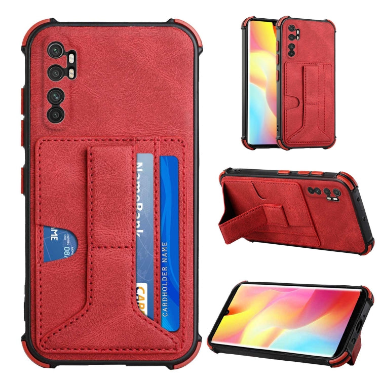 For Xiaomi Mi Note 10 Lite Dream PU + TPU Four-corner Shockproof Back Cover Case with Card Slots & Holder