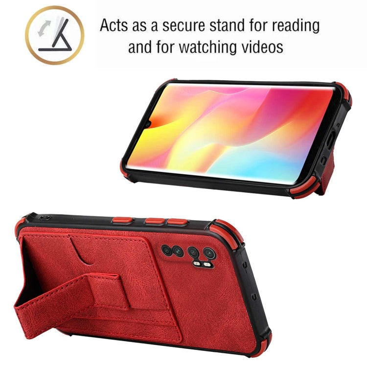 For Xiaomi Mi Note 10 Lite Dream PU + TPU Four-corner Shockproof Back Cover Case with Card Slots & Holder
