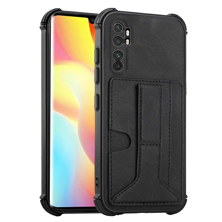 For Xiaomi Mi Note 10 Lite Dream PU + TPU Four-corner Shockproof Back Cover Case with Card Slots & Holder