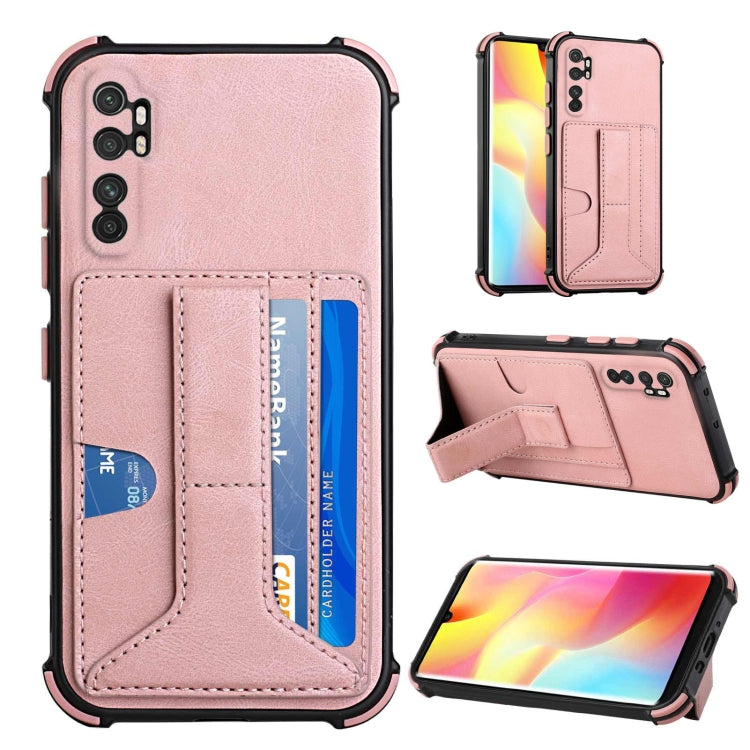 For Xiaomi Mi Note 10 Lite Dream PU + TPU Four-corner Shockproof Back Cover Case with Card Slots & Holder