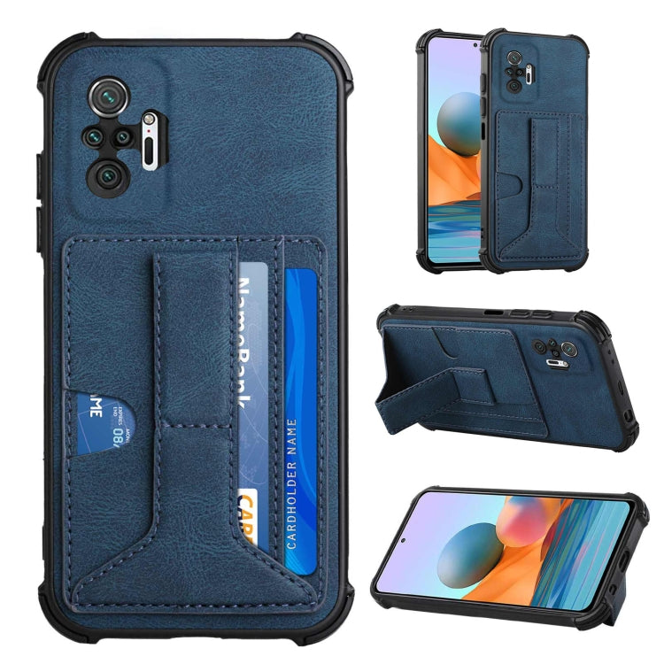 For Xiaomi Redmi Note 10 Pro /  Note 10 Pro Max Dream PU + TPU Four-corner Shockproof Back Cover Case with Card Slots & Holder