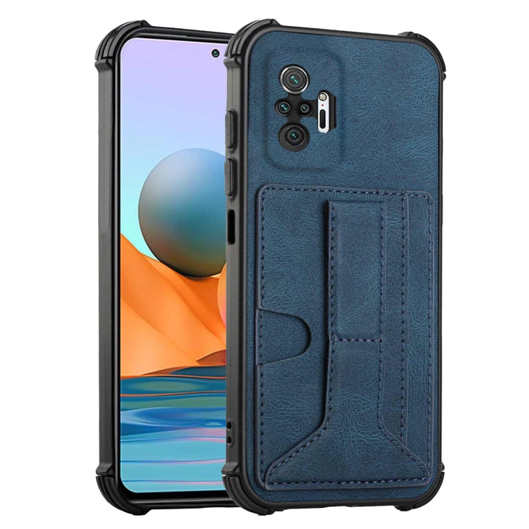 For Xiaomi Redmi Note 10 Pro /  Note 10 Pro Max Dream PU + TPU Four-corner Shockproof Back Cover Case with Card Slots & Holder