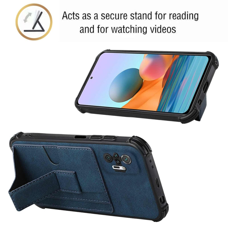 For Xiaomi Redmi Note 10 Pro /  Note 10 Pro Max Dream PU + TPU Four-corner Shockproof Back Cover Case with Card Slots & Holder