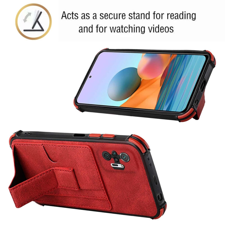 For Xiaomi Redmi Note 10 Pro /  Note 10 Pro Max Dream PU + TPU Four-corner Shockproof Back Cover Case with Card Slots & Holder