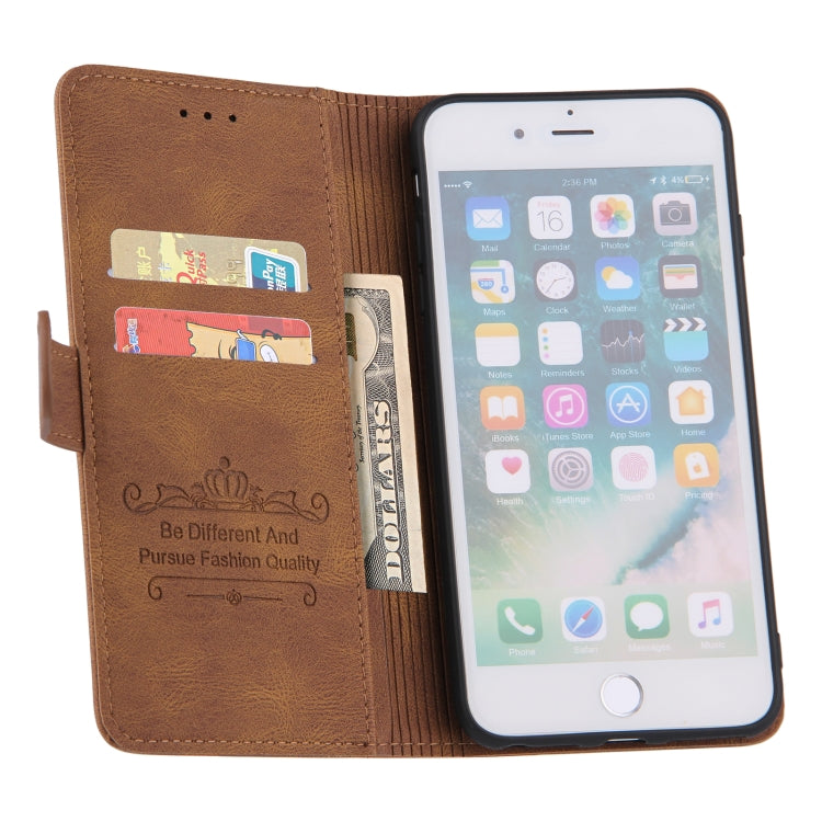 Reverse Buckle Horizontal Flip PU Leather Case with Holder & Card Slot & Wallet For iPhone 8 Plus / 7 Plus