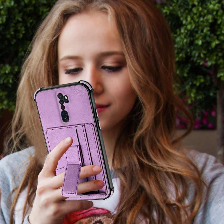 For OPPO A9 2020 / A5 2020 Dream PU + TPU Four-corner Shockproof Back Cover Case with Card Slots & Holder