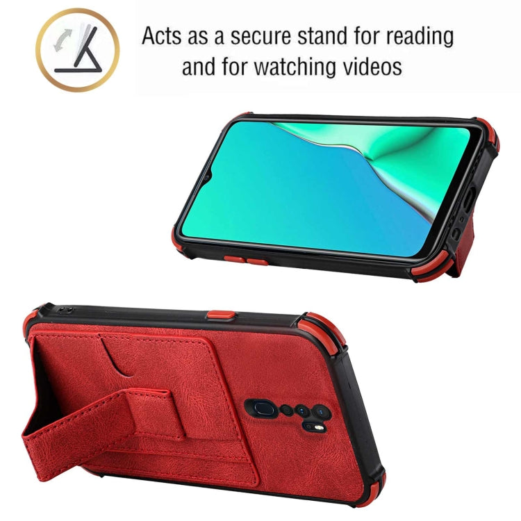 For OPPO A9 2020 / A5 2020 Dream PU + TPU Four-corner Shockproof Back Cover Case with Card Slots & Holder