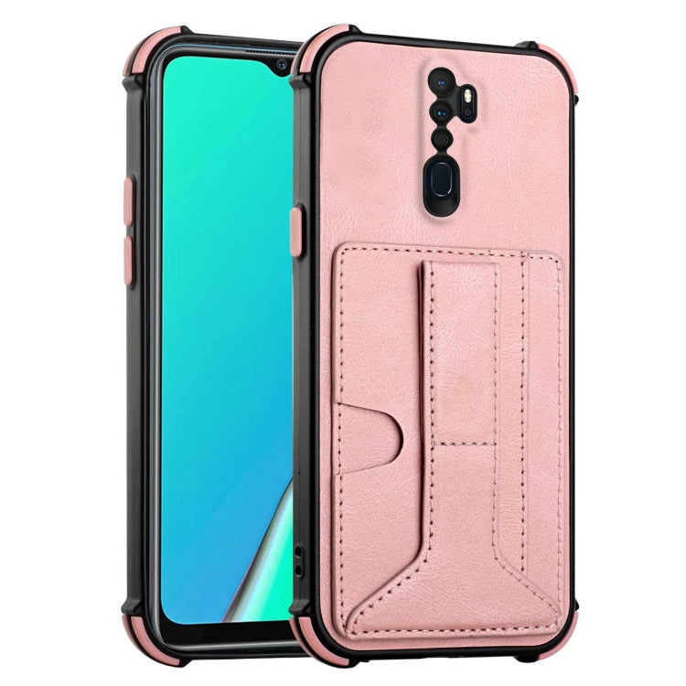 For OPPO A9 2020 / A5 2020 Dream PU + TPU Four-corner Shockproof Back Cover Case with Card Slots & Holder