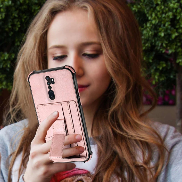 For OPPO A9 2020 / A5 2020 Dream PU + TPU Four-corner Shockproof Back Cover Case with Card Slots & Holder