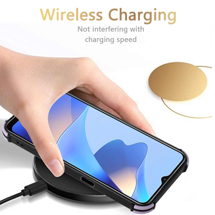 For OPPO A16 Dream PU + TPU Four-corner Shockproof Back Cover Case with Card Slots & Holder