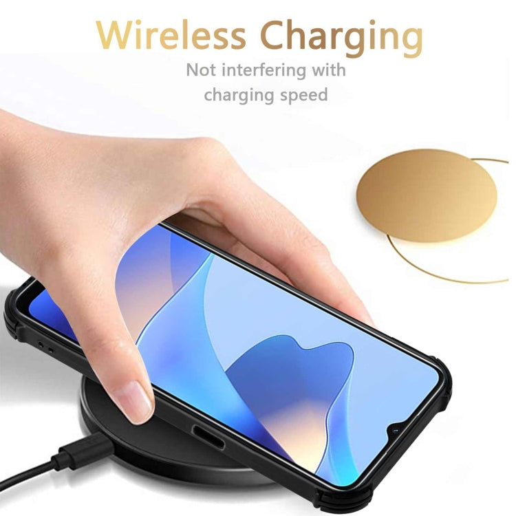 For OPPO A16 Dream PU + TPU Four-corner Shockproof Back Cover Case with Card Slots & Holder