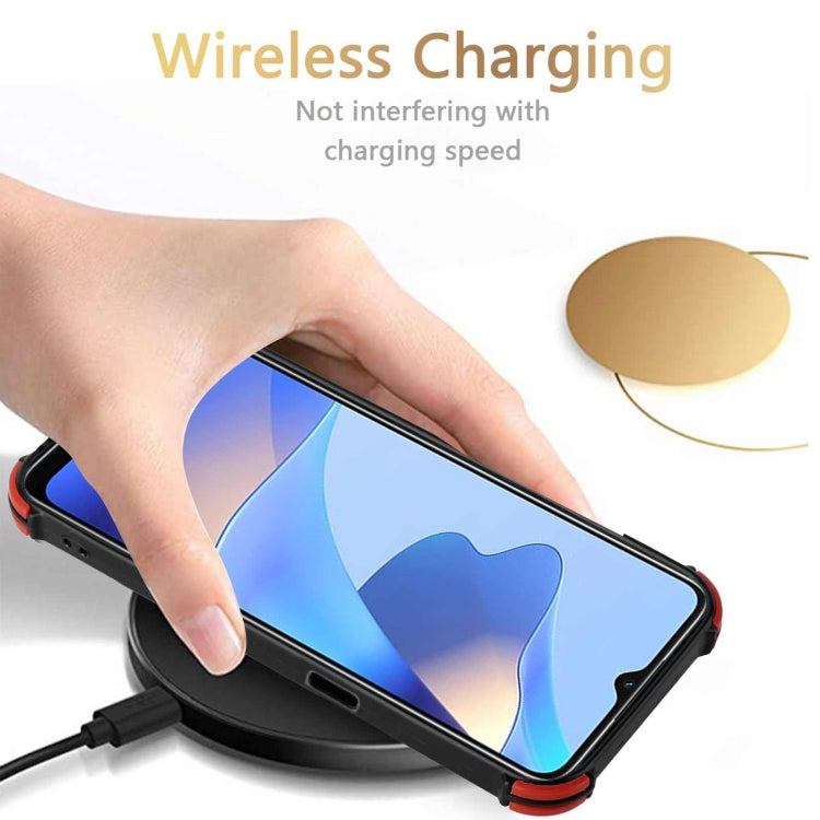 For OPPO A16 Dream PU + TPU Four-corner Shockproof Back Cover Case with Card Slots & Holder