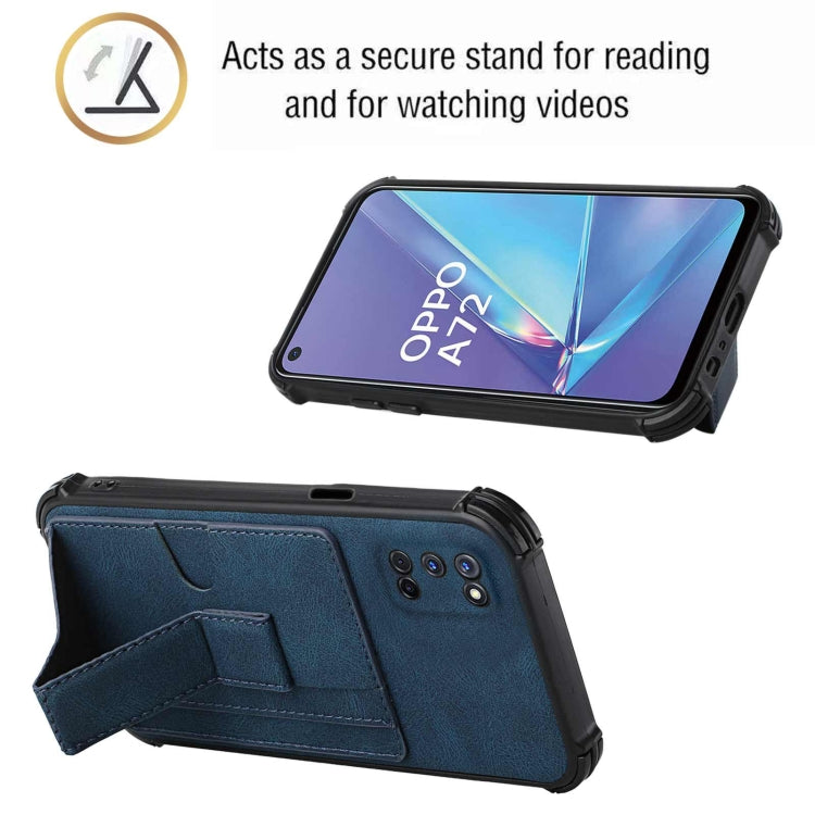 For OPPO A52 / A72 / A92 Dream PU + TPU Four-corner Shockproof Back Cover Case with Card Slots & Holder