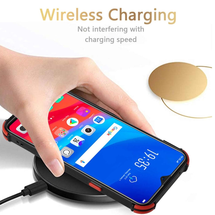 For OPPO F9 / A7x Dream PU + TPU Four-corner Shockproof Back Cover Case with Card Slots & Holder