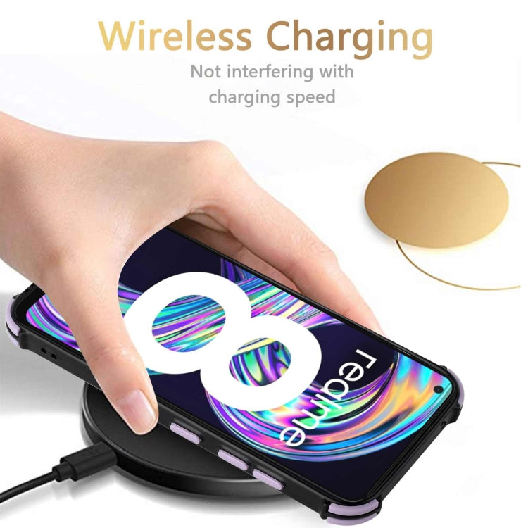 For OPPO Realme 8 Dream PU + TPU Four-corner Shockproof Back Cover Case with Card Slots & Holder
