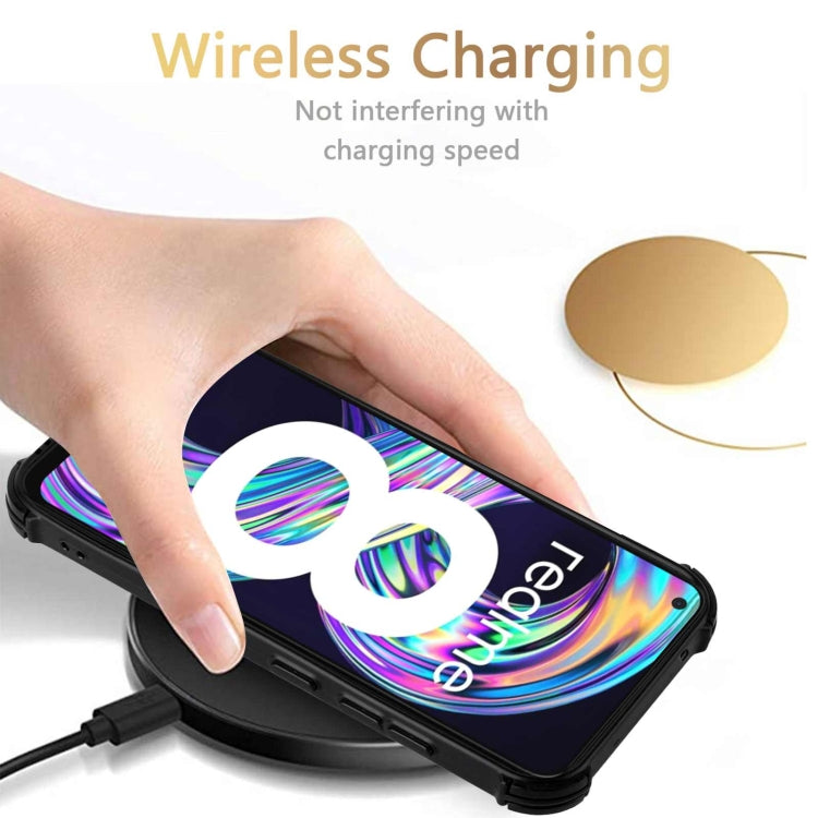 For OPPO Realme 8 Dream PU + TPU Four-corner Shockproof Back Cover Case with Card Slots & Holder