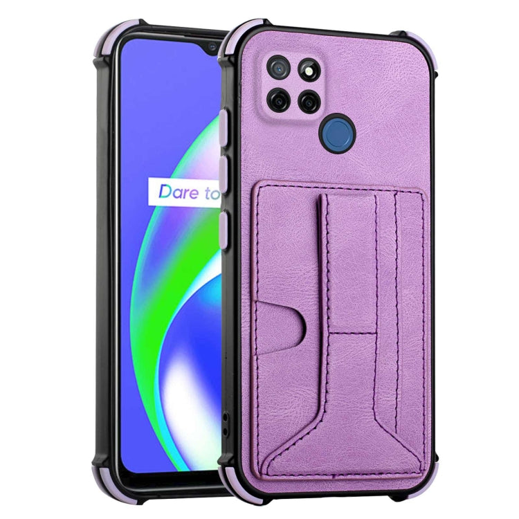 For OPPO Realme C12 / C25 / Narzo 20 / Narzo 30A Dream PU + TPU Four-corner Shockproof Back Cover Case with Card Slots & Holder