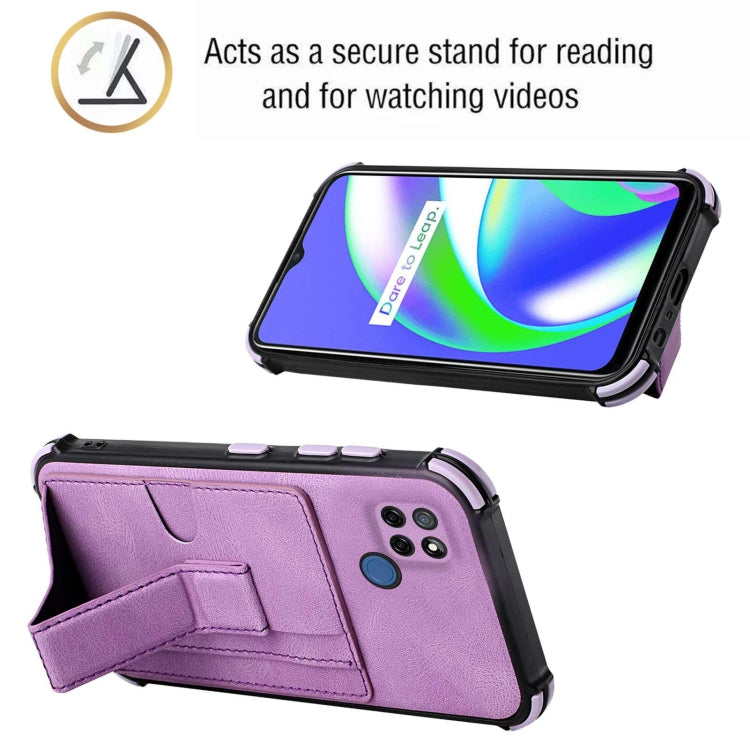 For OPPO Realme C12 / C25 / Narzo 20 / Narzo 30A Dream PU + TPU Four-corner Shockproof Back Cover Case with Card Slots & Holder