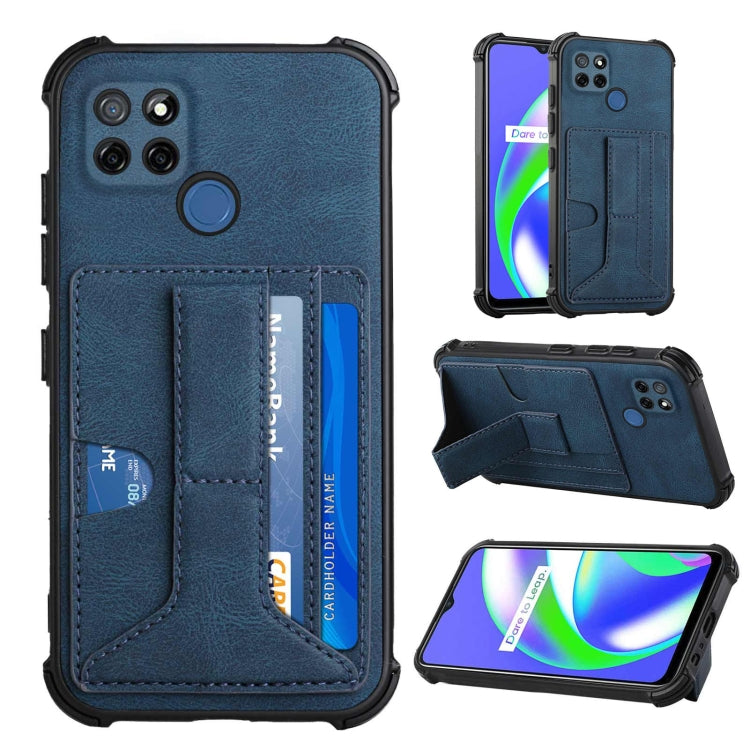 For OPPO Realme C12 / C25 / Narzo 20 / Narzo 30A Dream PU + TPU Four-corner Shockproof Back Cover Case with Card Slots & Holder