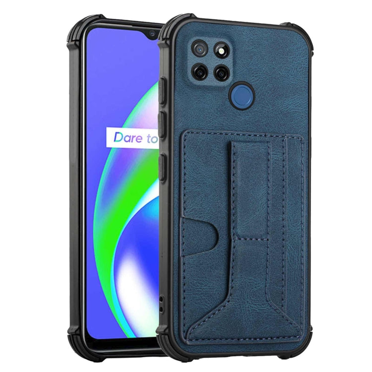For OPPO Realme C12 / C25 / Narzo 20 / Narzo 30A Dream PU + TPU Four-corner Shockproof Back Cover Case with Card Slots & Holder